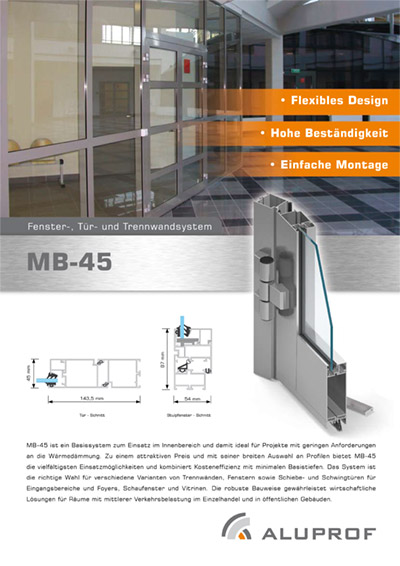 Fenster-, Tür- und Trennwandsystem MB-45 PDF